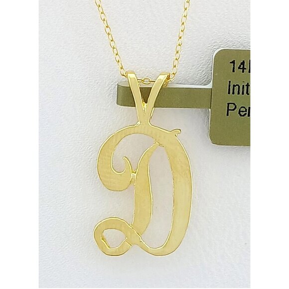 Initial "D" Pendant Solid 14k Yellow Gold - Picture 1 of 5